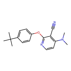 2-(4-Tert-butylphenoxy)-4-(dimethylamino)pyridine-3-carbonitrile structure
