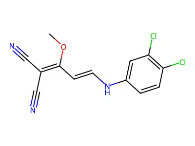 2-{3-[(3,4-Dichlorophenyl)amino]-1-methoxyprop-2-en-1-ylidene}propanedinitrile structure
