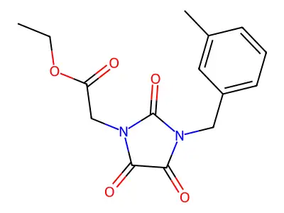 Ethyl 2-[3-(3-methylbenzyl)-2,4,5-trioxo-1-imidazolidinyl]acetate structure