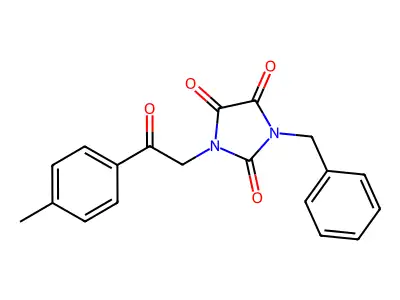 1-Benzyl-3-[2-(4-methylphenyl)-2-oxoethyl]imidazolidine-2,4,5-trione structure