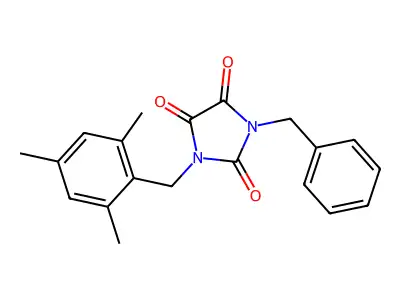 1-Benzyl-3-[(2,4,6-trimethylphenyl)methyl]imidazolidine-2,4,5-trione structure