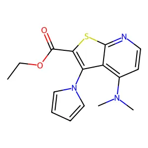 ethyl 4-(dimethylamino)-3-(1H-pyrrol-1-yl)thieno[2,3-b]pyridine-2-carboxylate structure