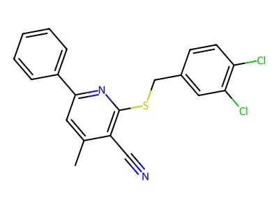 2-[(3,4-Dichlorobenzyl)sulfanyl]-4-methyl-6-phenylnicotinonitrile structure