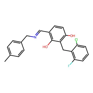 2-(2-Chloro-6-fluorobenzyl)-4-{[(4-methylbenzyl)imino]methyl}-1,3-benzenediol structure