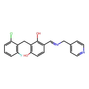 2-(2-Chloro-6-fluorobenzyl)-4-{[(4-pyridinylmethyl)imino]methyl}-1,3-benzenediol structure