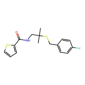 N-{2-[(4-fluorobenzyl)sulfanyl]-2-methylpropyl}-2-thiophenecarboxamide structure