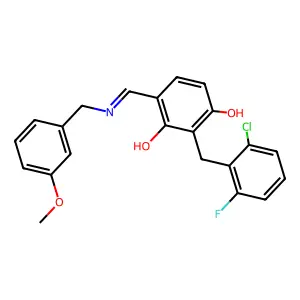 2-(2-Chloro-6-fluorobenzyl)-4-{[(3-methoxybenzyl)imino]methyl}-1,3-benzenediol structure