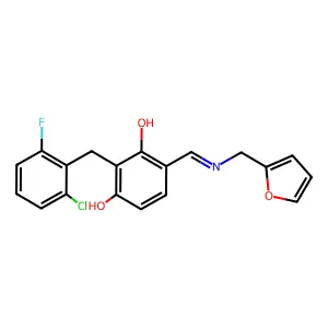2-(2-Chloro-6-fluorobenzyl)-4-{[(2-furylmethyl)imino]methyl}-1,3-benzenediol structure