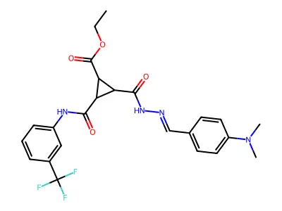 ethyl 2-[(2-{[4-(dimethylamino)phenyl]methylene}hydrazino)carbonyl]-3-{[3-(trifluoromethyl)anilino]carbonyl}cyclopropanecarboxylate structure