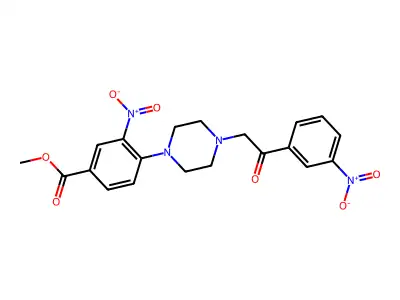 Methyl 3-nitro-4-{4-[2-(3-nitrophenyl)-2-oxoethyl]piperazino}benzenecarboxylate structure