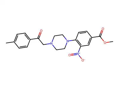 Methyl 4-{4-[2-(4-methylphenyl)-2-oxoethyl]piperazino}-3-nitrobenzenecarboxylate structure
