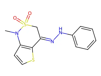 N-[(1-methyl-2,2-dioxothieno[3,2-c]thiazin-4-ylidene)amino]aniline structure