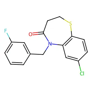 7-chloro-5-(3-fluorobenzyl)-2,3-dihydro-1,5-benzothiazepin-4(5H)-one structure