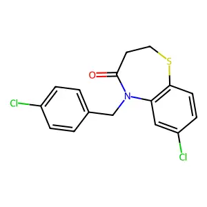 7-chloro-5-(4-chlorobenzyl)-2,3-dihydro-1,5-benzothiazepin-4(5H)-one structure