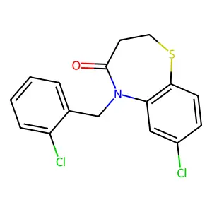 7-chloro-5-(2-chlorobenzyl)-2,3-dihydro-1,5-benzothiazepin-4(5H)-one structure