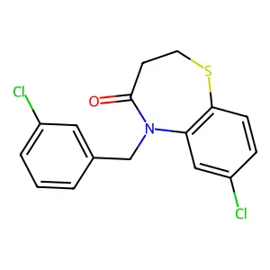 7-chloro-5-(3-chlorobenzyl)-2,3-dihydro-1,5-benzothiazepin-4(5H)-one structure