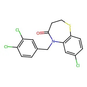 7-chloro-5-(3,4-dichlorobenzyl)-2,3-dihydro-1,5-benzothiazepin-4(5H)-one structure