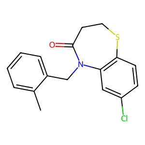 7-chloro-5-(2-methylbenzyl)-2,3-dihydro-1,5-benzothiazepin-4(5H)-one structure