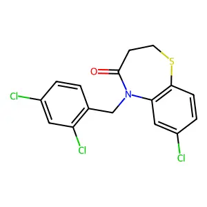7-chloro-5-(2,4-dichlorobenzyl)-2,3-dihydro-1,5-benzothiazepin-4(5H)-one structure