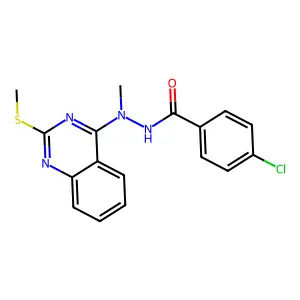 4-chloro-N'-methyl-N'-[2-(methylsulfanyl)-4-quinazolinyl]benzenecarbohydrazide structure