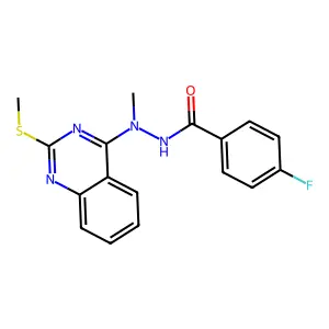 4-fluoro-N'-methyl-N'-[2-(methylsulfanyl)-4-quinazolinyl]benzenecarbohydrazide structure