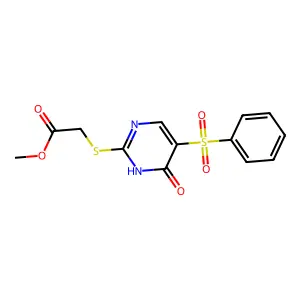 Methyl 2-((1,6-dihydro-6-oxo-5-(phenylsulfonyl)-2-pyrimidinyl)thio)acetate structure