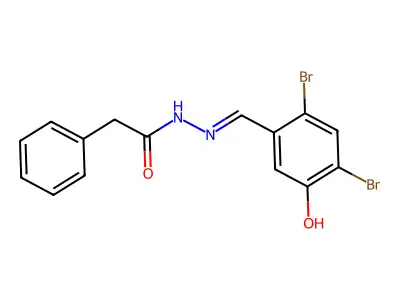 N-[(E)-(2,4-dibromo-5-hydroxyphenyl)methylideneamino]-2-phenylacetamide structure