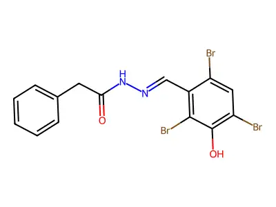 2-phenyl-N-[(E)-(2,4,6-tribromo-3-hydroxyphenyl)methylideneamino]acetamide structure