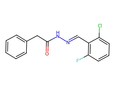 N-[(E)-(2-chloro-6-fluorophenyl)methylideneamino]-2-phenylacetamide structure