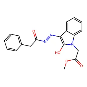 Methyl (2-oxo-3-((phenylacetyl)hydrazono)-2,3-dihydro-1H-indol-1-YL)acetate structure