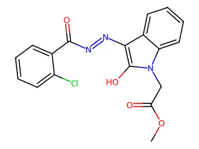 Methyl (3-((2-chlorobenzoyl)hydrazono)-2-oxo-2,3-dihydro-1H-indol-1-YL)acetate structure