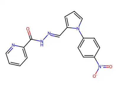 N-[(E)-[1-(4-nitrophenyl)pyrrol-2-yl]methylideneamino]pyridine-2-carboxamide structure