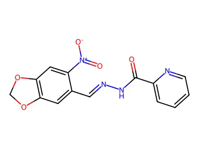 N-[(E)-(6-nitro-1,3-benzodioxol-5-yl)methylideneamino]pyridine-2-carboxamide structure