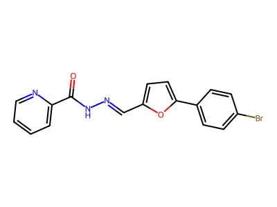 N-[(E)-[5-(4-bromophenyl)furan-2-yl]methylideneamino]pyridine-2-carboxamide structure