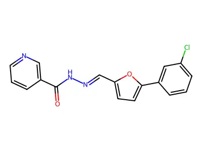 N-[(E)-[5-(3-chlorophenyl)furan-2-yl]methylideneamino]pyridine-3-carboxamide structure