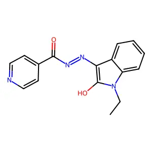 N'-[(3Z)-1-ethyl-2-oxo-1,2-dihydro-3H-indol-3-ylidene]pyridine-4-carbohydrazide structure