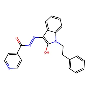 (Z)-N'-(2-oxo-1-phenethylindolin-3-ylidene)isonicotinohydrazide structure