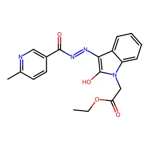 (E)-ethyl 2-(3-(2-(6-methylnicotinoyl)hydrazono)-2-oxoindolin-1-yl)acetate structure