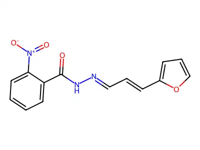 N-[(E)-[(E)-3-(furan-2-yl)prop-2-enylidene]amino]-2-nitrobenzamide structure