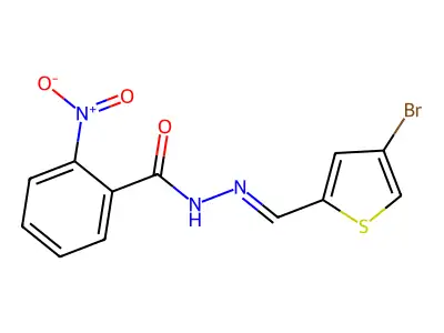 N-[(E)-(4-bromothiophen-2-yl)methylideneamino]-2-nitrobenzamide structure