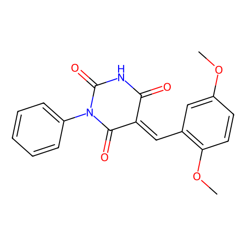 (5E)-5-[(2,5-dimethoxyphenyl)methylidene]-1-phenyl-1,3-diazinane-2,4,6-trione structure