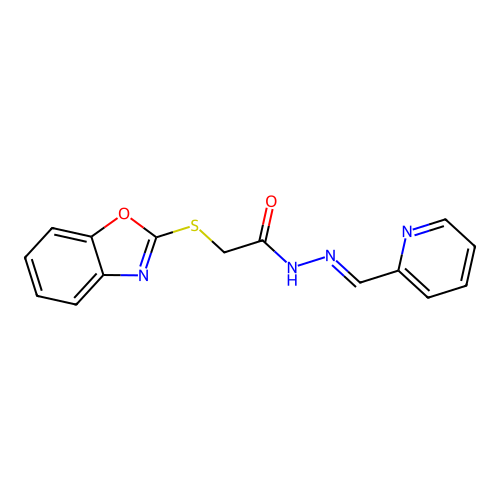 2-(1,3-benzoxazol-2-ylsulfanyl)-N'-[(E)-pyridin-2-ylmethylidene]acetohydrazide structure