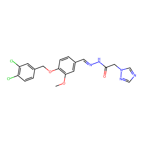 (E)-N'-(4-((3,4-dichlorobenzyl)oxy)-3-methoxybenzylidene)-2-(1H-1,2,4-triazol-1-yl)acetohydrazide structure