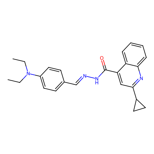 2-cyclopropyl-N'-(4-(diethylamino)benzylidene)quinoline-4-carbohydrazide structure
