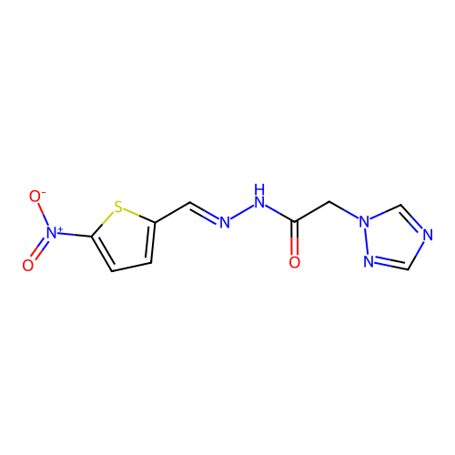 (E)-N'-((5-nitrothiophen-2-yl)methylene)-2-(1H-1,2,4-triazol-1-yl)acetohydrazide structure