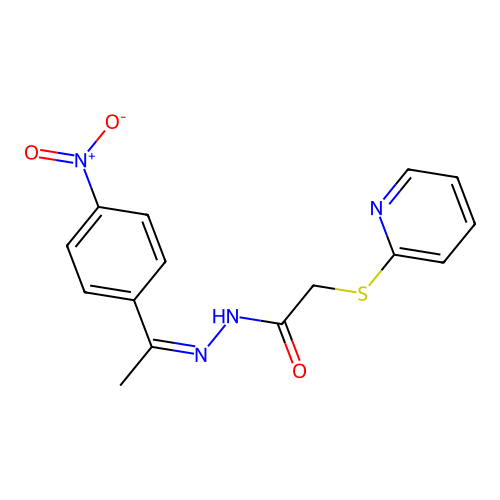 N'-[(1Z)-1-(4-nitrophenyl)ethylidene]-2-(pyridin-2-ylsulfanyl)acetohydrazide structure
