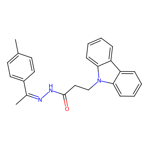 3-(9H-carbazol-9-yl)-N'-[(1Z)-1-(4-methylphenyl)ethylidene]propanehydrazide structure