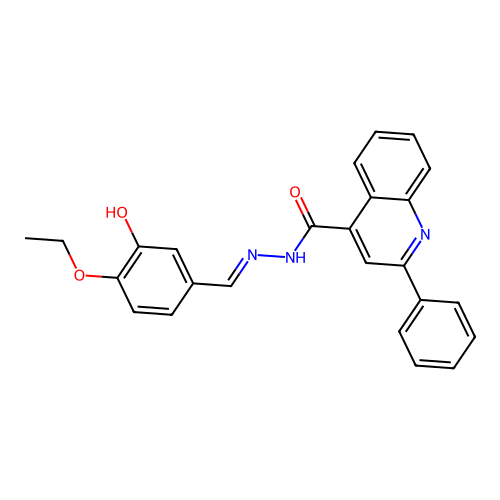 (E)-N'-(4-ethoxy-3-hydroxybenzylidene)-2-phenylquinoline-4-carbohydrazide structure