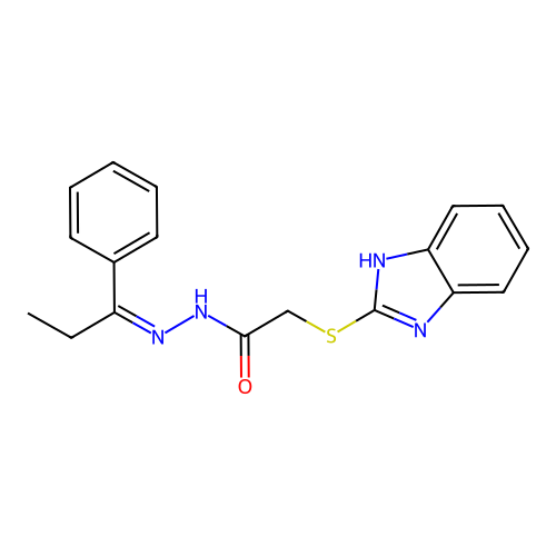 2-(1H-benzimidazol-2-ylsulfanyl)-N-[(Z)-1-phenylpropylideneamino]acetamide structure