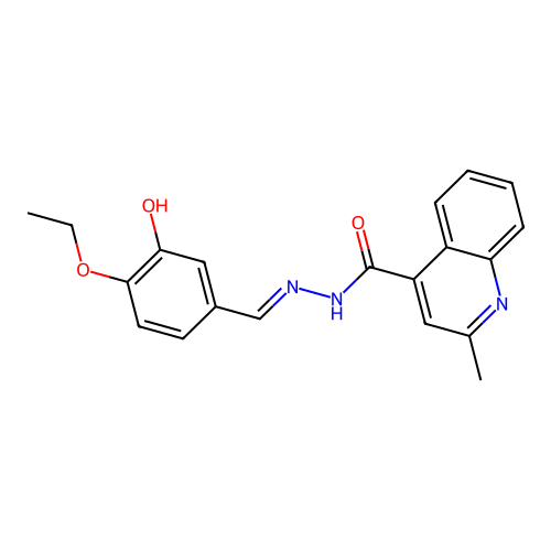 (E)-N'-(4-ethoxy-3-hydroxybenzylidene)-2-methylquinoline-4-carbohydrazide structure